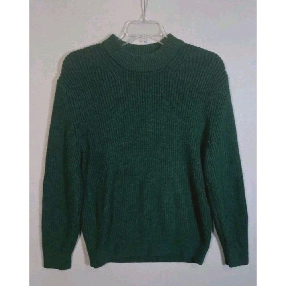 Gap Mock Neck Sweater Womens L Green Wool Alpaca Arcylic Blend Minimalism Chunky
